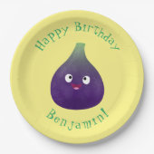 Niedlicher, lila Feigenfrucht-Cartoon Pappteller (Vorderseite)