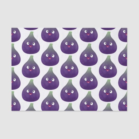 Niedlicher, lila Feigenfrucht-Cartoon Seidenpapier (Vorderseite)