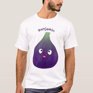 Niedlicher, lila Feigenfrucht-Cartoon T-Shirt