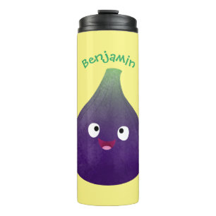Niedlicher, lila Feigenfrucht-Cartoon Thermosbecher