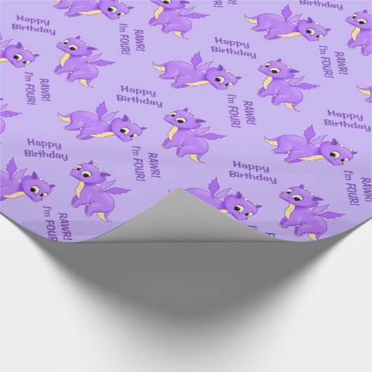 Niedlicher lila Fliegen-Baby-Drache Geschenkpapier (Ecke)