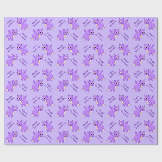 Niedlicher lila Fliegen-Baby-Drache Geschenkpapier (Flach)