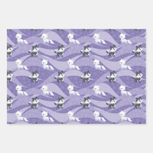 Niedlicher Lila Foxbär Name Weihnachten Kuwaii Geschenkpapier Set (Vorderseite)