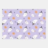 Niedlicher Lila Geist und Pumpkin Geschenkpapier Set (Vorderseite)