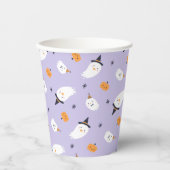 Niedlicher Lila Geist und Pumpkin Pappbecher (Vorderseite)