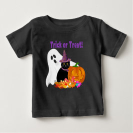 Niedlicher Lila Glitzer Trick oder Treatenhaus Baby T-shirt