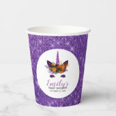 Niedlicher Lila Glitzer Unicorn Girls Fall Kinderd Pappbecher (Rückseite)