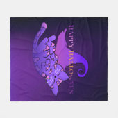 Niedlicher Lila Halloween-Cat und Hexenhut Fleecedecke (Vorderseite (Horizontal))