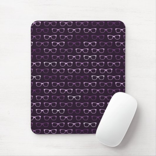 Niedlicher Lila Hipster Augengläser Muster Mousepad (Mit Mouse)