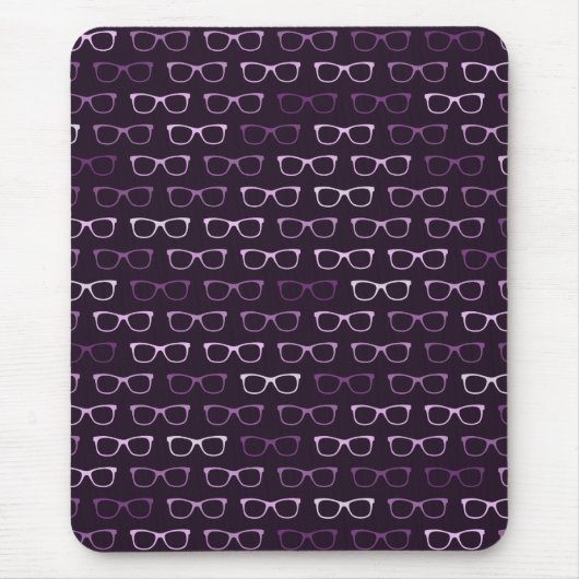 Niedlicher Lila Hipster Augengläser Muster Mousepad (Vorne)