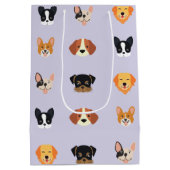 Niedlicher Lila Hund Geburtstagsparty Mittlere Geschenktüte (Rückseite)