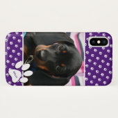 Niedlicher Lila Hunde-Lover-Foto Collage-Pawprint Case-Mate iPhone Hülle (Rückseite (Horizontal))