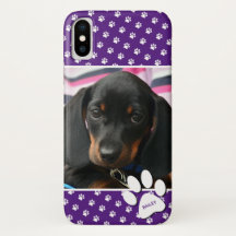Niedlicher Lila Hunde-Lover-Foto Collage-Pawprint
