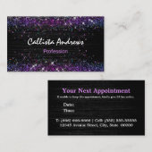 Niedlicher lila Imitat Glitzer Terminkarte (Vorne/Hinten)