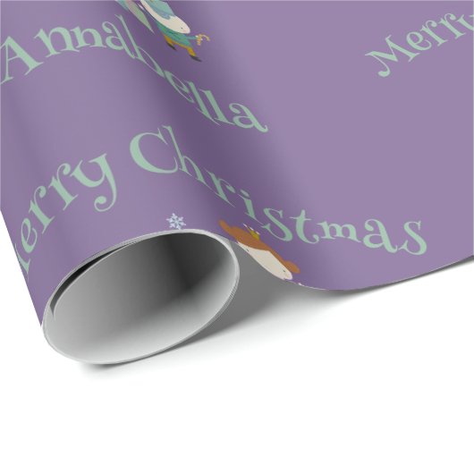 Niedlicher Lila Individuelle Name Nutcracker Weihn Geschenkpapier (Rolleneckpunkt)