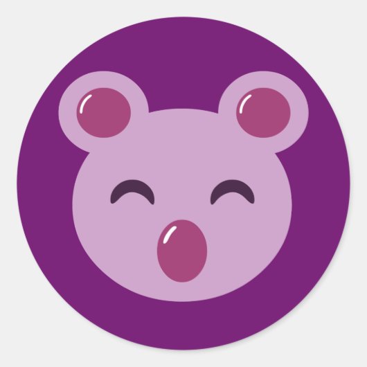 Niedlicher Lila Koala-Bär Runder Aufkleber (Vorderseite)