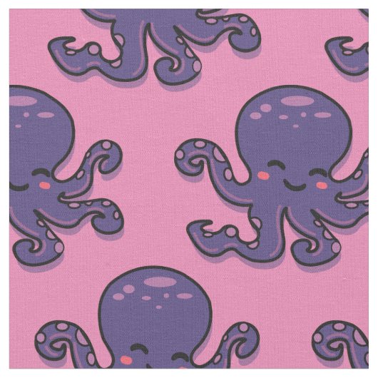 Niedlicher Lila Kraken Thunder_Cove Stoff (Nahaufnahme)