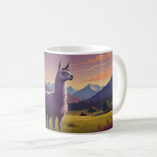 niedlicher lila Lama Kaffeetasse