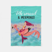 Niedlicher Lila Meerjungfrau Rosa Flamingo Fleecedecke (Vorderseite)