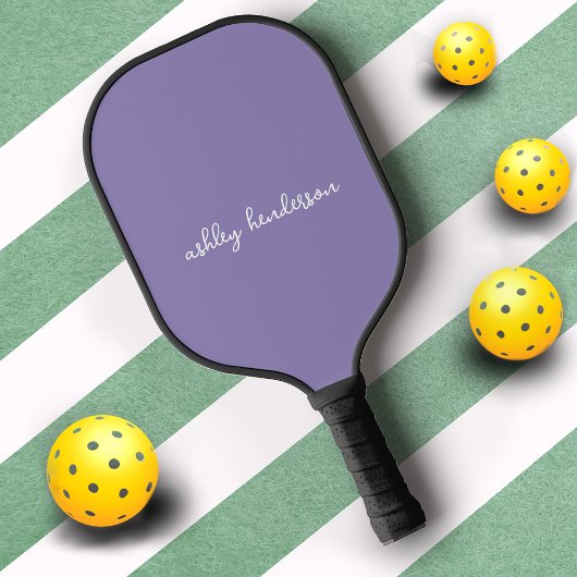 Niedlicher Lila Monogramm Vollname Pickleball Schläger