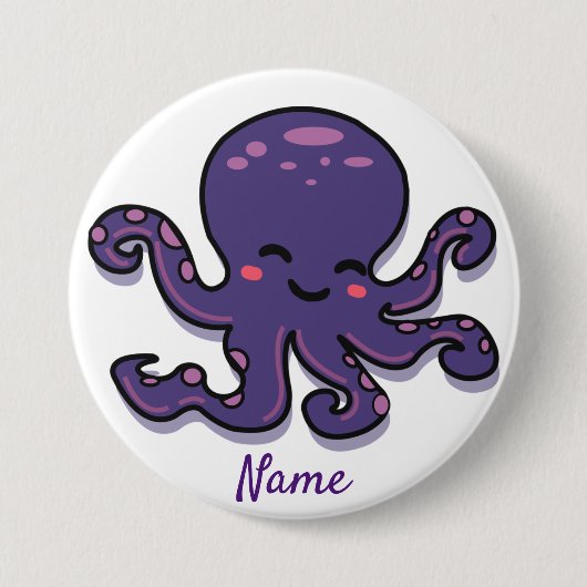 Niedlicher Lila Oktopus Thunder_Cove Button (Vorderseite)