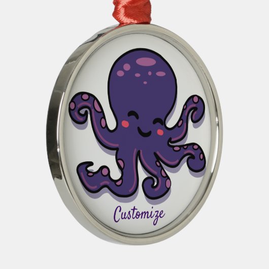 Niedlicher Lila Oktopus Thunder_Cove Ornament Aus Metall (Rechts)