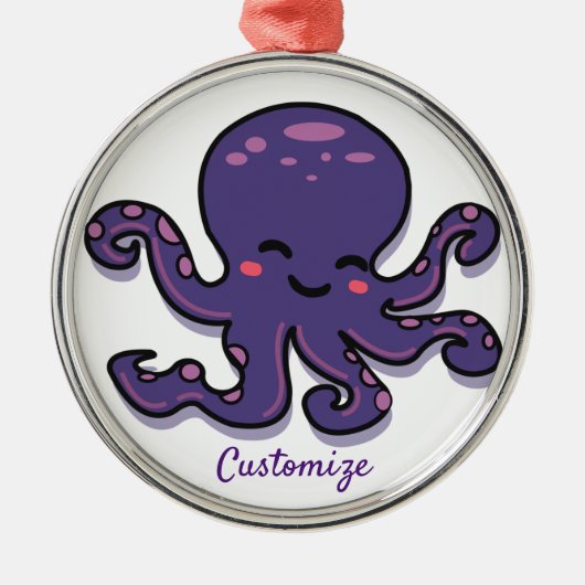 Niedlicher Lila Oktopus Thunder_Cove Ornament Aus Metall (Vorne)