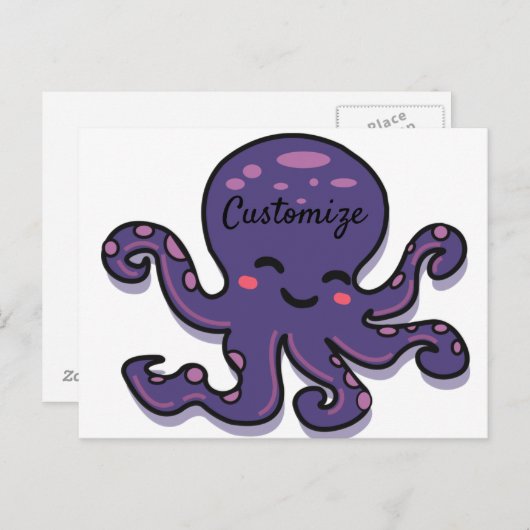 Niedlicher Lila Oktopus Thunder_Cove Postkarte (Vorne/Hinten)