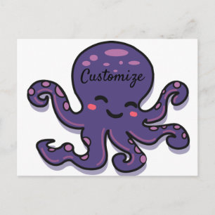 Niedlicher Lila Oktopus Thunder_Cove Postkarte