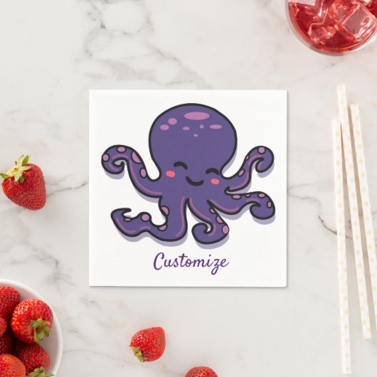 Niedlicher Lila Oktopus Thunder_Cove Serviette (Beispiel)