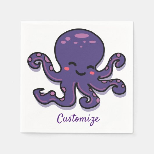 Niedlicher Lila Oktopus Thunder_Cove Serviette (Vorderseite)