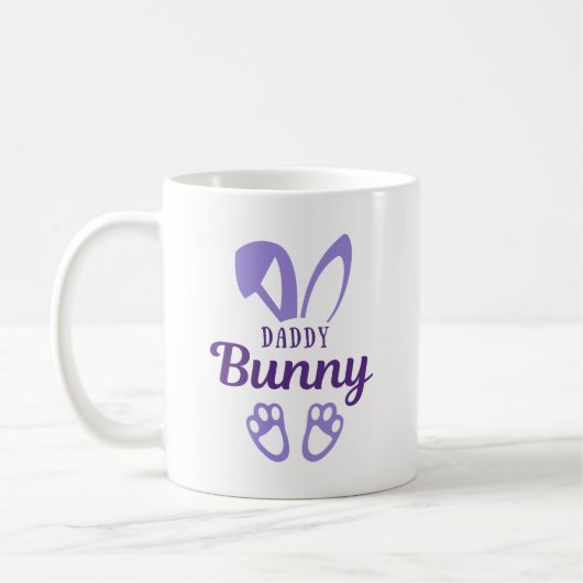 Niedlicher Lila OsterDaddy Bunny Rabbit Oars Vater Kaffeetasse (Links)