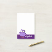 Niedlicher Lila Owl Individuelle Name für ihre A37 Post-it Klebezettel (Auf Schreibtisch)