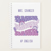 Niedlicher Lila Personalisierter Retro-Lehrer Planer (Vorderseite)