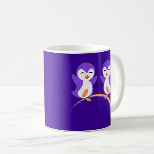 Niedlicher Lila Pinguin Kaffeetasse (VorderseiteRechts)