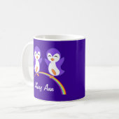 Niedlicher Lila Pinguin Kaffeetasse (Vorderseite Links)