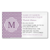 Niedlicher Lila Polka-Dot mit Girly Monogram-Bouti Magnetische Visitenkarte (Vorderseite)