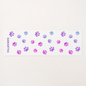 Niedlicher Lila rosa blauer Paw-Druck Yogamatte (Rückseite (Horizontal))
