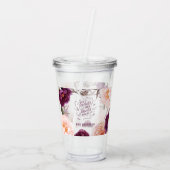 niedlicher lila rosa, blumeneleganter Lehrer Acryltrinkbecher (Rückseite)