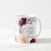 niedlicher lila rosa, blumeneleganter Lehrer Kaffeetasse (VorderseiteRechts)