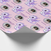 Niedlicher Lila Rosa-Chibi-Dragon-Foto Geschenkpapier (Ecke)
