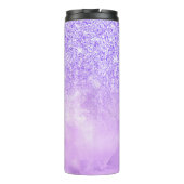 Niedlicher lila rosa Glitzer Geburtstagsmonogramm Thermosbecher (Rückseite)