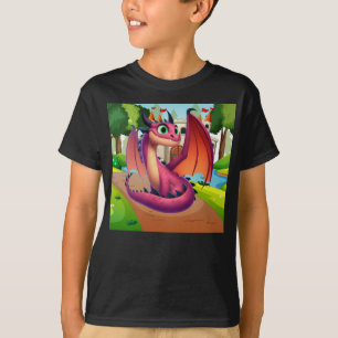 Niedlicher lila/roter Cartoon T-Shirt