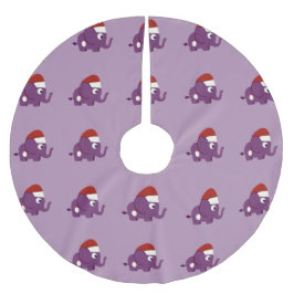 Niedlicher lila Sankt-Elefant Polyester Weihnachtsbaumdecke