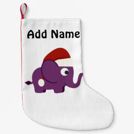Niedlicher Lila Santa Elephant Kleiner Weihnachtsstrumpf