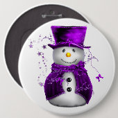 Niedlicher Lila Snowman Weihnachtsknopf Button (Vorne & Hinten)