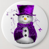 Niedlicher Lila Snowman Weihnachtsknopf Button (Vorderseite)