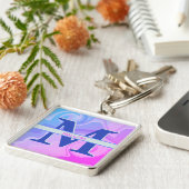 Niedlicher Lila Swirl Monogramm Anfangsname Modern Schlüsselanhänger (Seite)