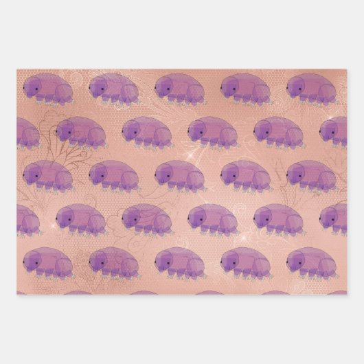 Niedlicher lila tardigrade Wasserbär schwimmen Geschenkpapier Set (Vorderseite 3)