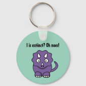 Niedlicher Lila Triceratops Cartoon mit sonniges A Schlüsselanhänger (Vorderseite)